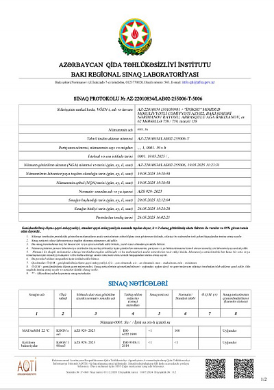 Qida təhlükəsizliyi agentliyi - 26.05.2025